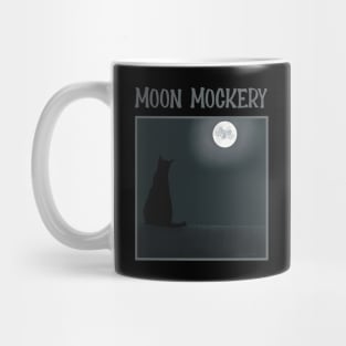 Mouse in the Moon Mocks Cat Sitting on a Fence - cute cat cartoon Mug